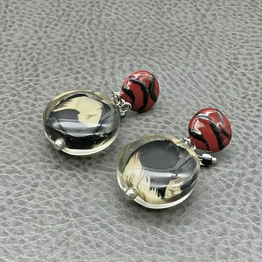 Earrings Multicolor Resin Beaded Dangle Drop Stud Womens Round Statement Jewelry